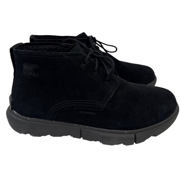 SOREL Explorer Drift Chukka Boot Mens 9 Waterproof Black Suede Insulated Fleece - Picture 2 of 10